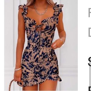 Frill Hem Tie Dye Print Dress